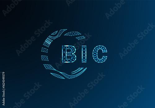 BIC low poly letter logo vector design. BIC lower poly logo design. BIC unique low poly logo design.