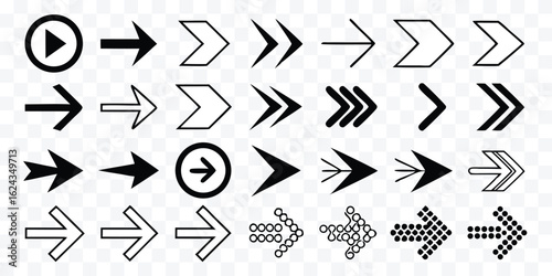 Diverse Collection of Arrow Vector Designs for Graphic User Interface and Creative Projects emphasizing Navigation and Direction