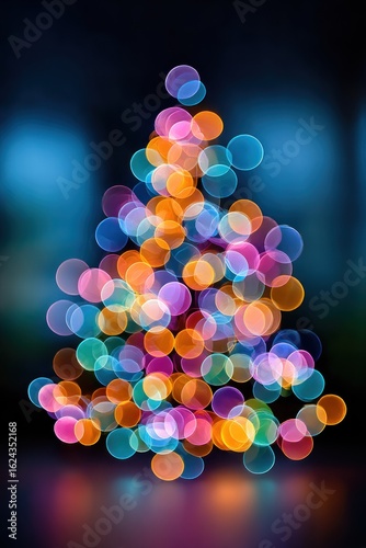 Colorful Christmas tree bokeh