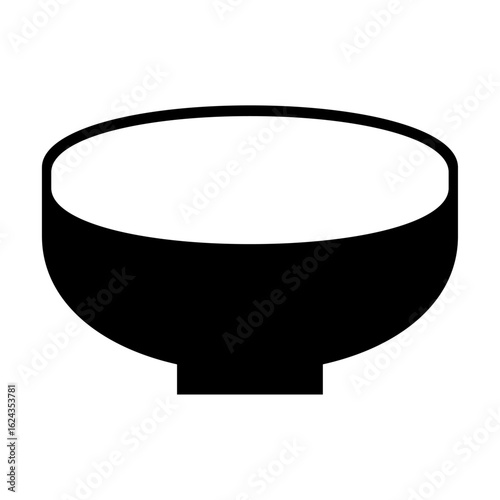 中身の見える空の茶碗アイコン｜Empty Rice Bowl Seen from Above – Japanese Tableware Icon