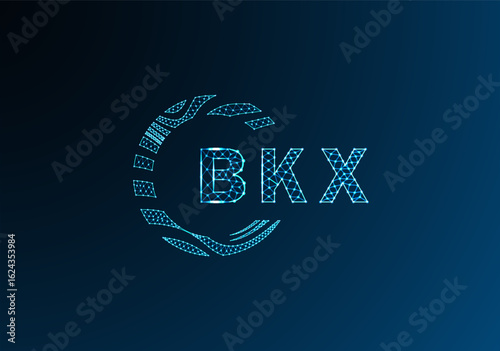 BKX low poly letter logo vector design. BKX lower poly logo design. BKX unique low poly logo design.