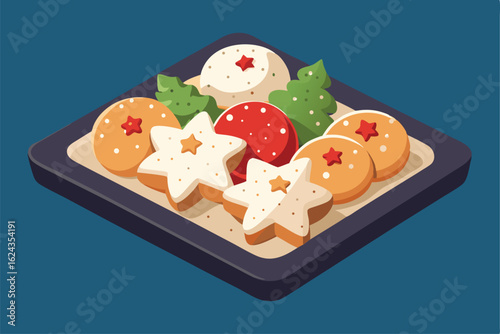 festive cookie tray vector filled with various ch.eps