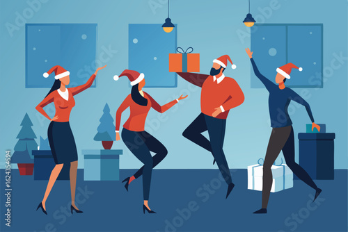 festive office christmas party scene with coworke (1).eps