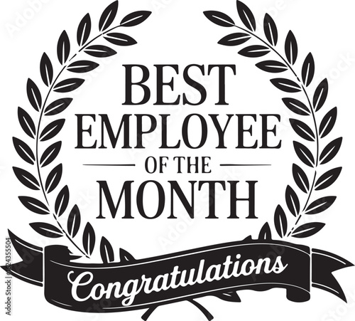 Gold Wreath Employee Award Label  Elegant Monthly Recognition Vector Emblem