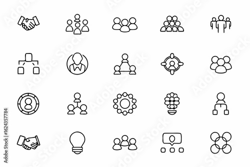 A dynamic bundle portraying teamwork, connection, and synergy through elegant single-line illustrations. Perfect for business presentations, startup branding, and HR visuals