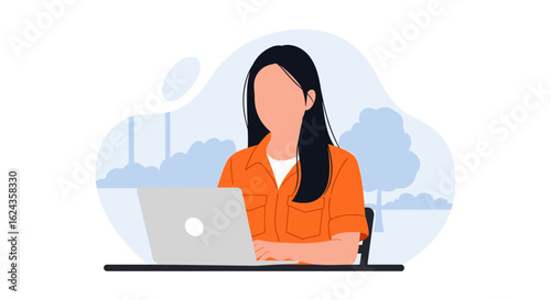Woman working on laptop outdoors, perfect for website banners or blog posts about remote work.