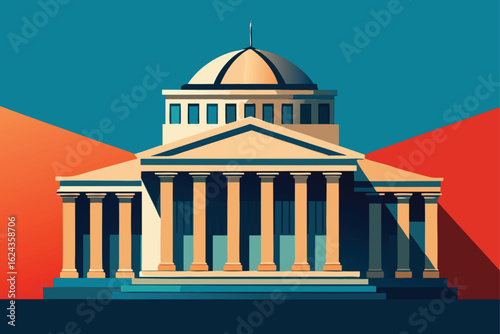 government courthouse facade with ionic columns  .eps