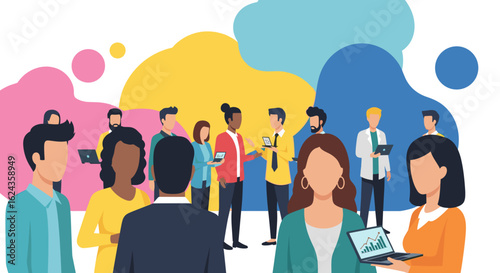 Diverse team of professionals collaborating, perfect for presentations on teamwork and business success.