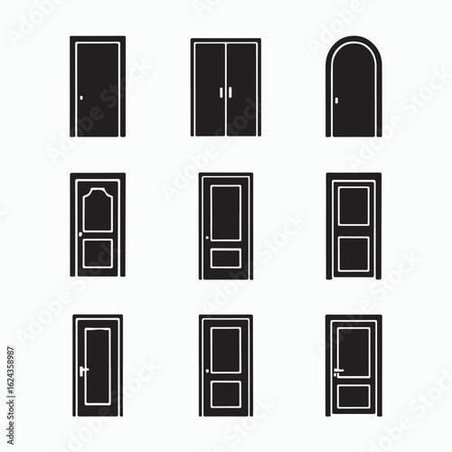 Various Door Styles Vector Illustration
