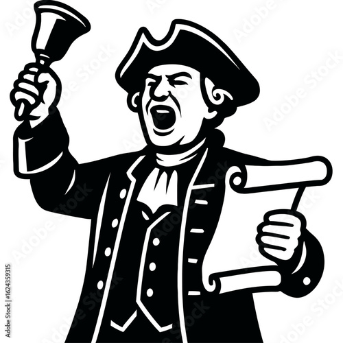Town Crier Announcing News - Vintage Symbol of Public Information and History