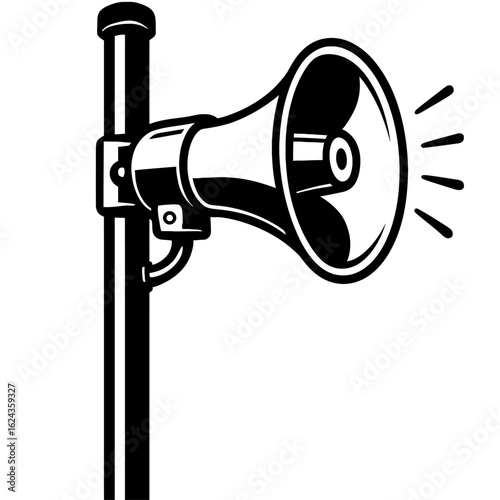 Megaphone Speaker on Pole - Loudspeaker for Public Announcement Vector Art