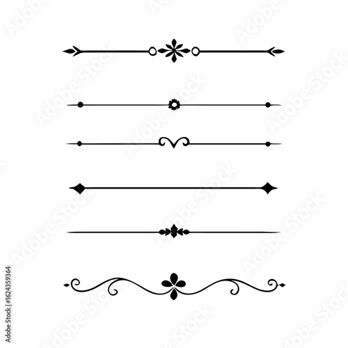 Set of Vintage decorative lines. text dividers. Line border. Lines separators, Borders, Vintage dividers, Underline elements. Divider set vector. Vector illustration.Line dividers.	