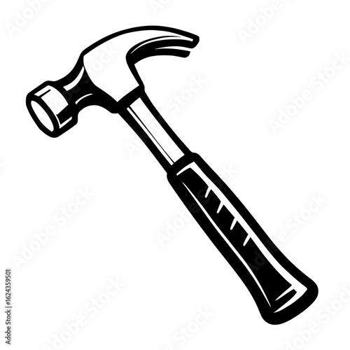 Black and White Vector of a Claw Hammer