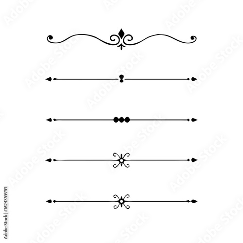 Set of Vintage decorative lines. text dividers. Line border. Lines separators, Borders, Vintage dividers, Underline elements. Divider set vector. Vector illustration.Line dividers.	