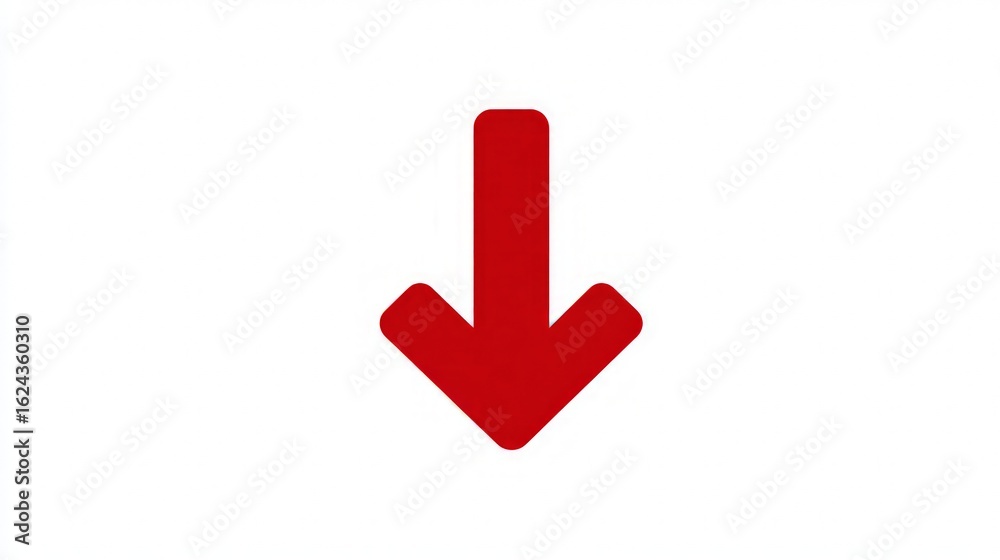 Red Downward Arrow On White Background Red Downward Arrow On White Background