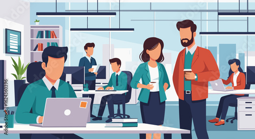 Diverse team of professionals working in a modern office, perfect for business presentations or website banners.