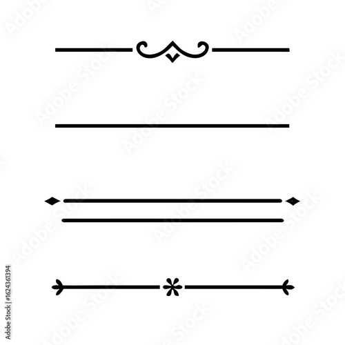 Set of Vintage decorative lines. text dividers. Line border. Lines separators, Borders, Vintage dividers, Underline elements. Divider set vector. Vector illustration. Line dividers.	