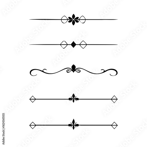 Set of Vintage decorative lines. text dividers. Line border. Lines separators, Borders, Vintage dividers, Underline elements. Divider set vector. Vector illustration. Line dividers.	