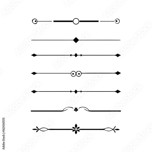 Set of Vintage decorative lines. text dividers. Line border. Lines separators, Borders, Vintage dividers, Underline elements. Divider set vector. Vector illustration. Line dividers.	