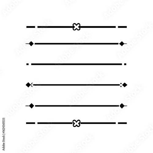 Set of Vintage decorative lines. text dividers. Line border. Lines separators, Borders, Vintage dividers, Underline elements. Divider set vector. Vector illustration. Line dividers.	