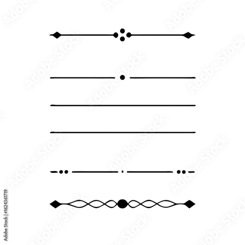 Set of Vintage decorative lines. text dividers. Line border. Lines separators, Borders, Vintage dividers, Underline elements. Divider set vector. Vector illustration. Line dividers.	