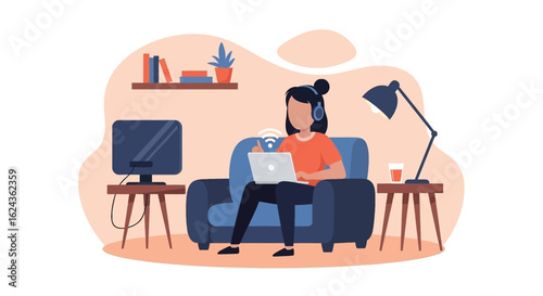 Woman working from home on laptop, perfect for remote work, telecommuting, and online learning articles.