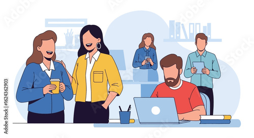 Happy diverse business team collaborating in a modern office, perfect for website banners or brochures.