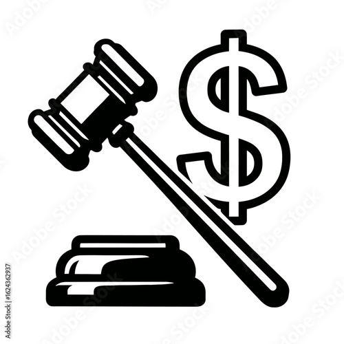Vector of a Gavel and Dollar Sign - A Concept for Financial Law and Auctions