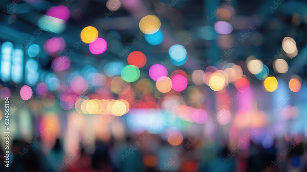 The Blurry Colorful Lights Creating a Festive Atmosphere at an Event The Blurry Colorful Lights Creating a Festive Atmosphere at an Event