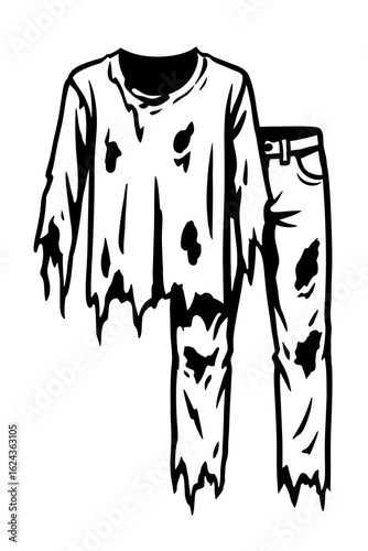Vector of Torn and Ragged Clothes - Ideal for Halloween and Horror Concepts