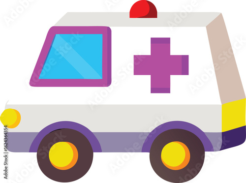 Stylized cartoon ambulance with medical cross emergency vehicle