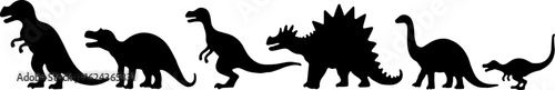 Dinosaur Silhouettes in Prehistoric Styles vector