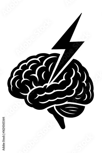 Brain with Lightning Bolt - A Symbol for Brainstorming, Ideas, and Inspiration