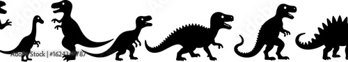 Dinosaur Silhouettes in Prehistoric Styles vector