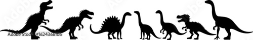 Dinosaur Silhouettes in Prehistoric Styles vector
