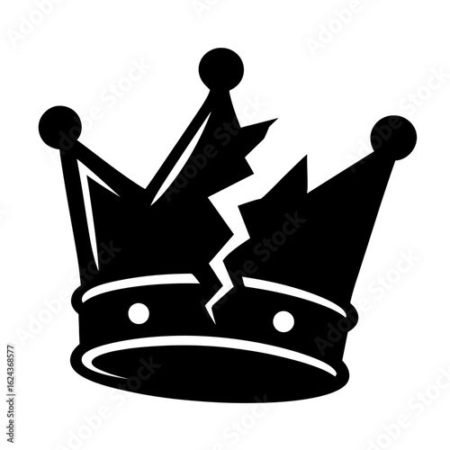 Broken and cracked royal crown representing loss of power