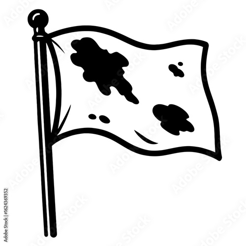 Waving Flag with Splashes of Mud or Dirt on It