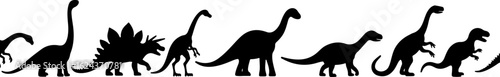 Dinosaur Silhouettes in Prehistoric Styles