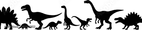 Dinosaur Silhouettes in Prehistoric Styles