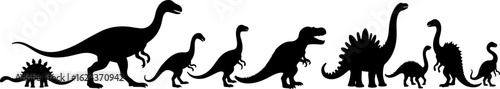 Dinosaur Silhouettes in Prehistoric Styles