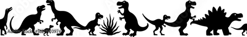 Dinosaur Silhouettes in Prehistoric Styles
