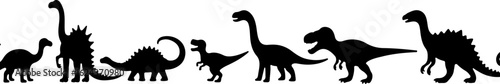Dinosaur Silhouettes in Prehistoric Styles
