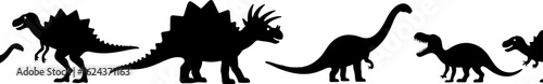 Dinosaur Silhouettes in Prehistoric Styles