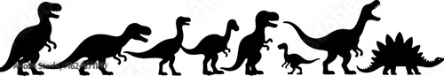 Dinosaur Silhouettes in Prehistoric Styles