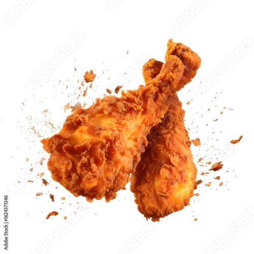 Crispy Fried Chicken Drumsticks with Crunchy Golden Coating – Delicious Comfort Food on White Background