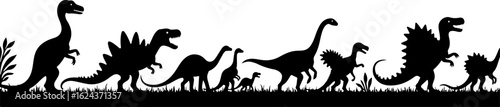 Dinosaur Silhouettes in Prehistoric Styles