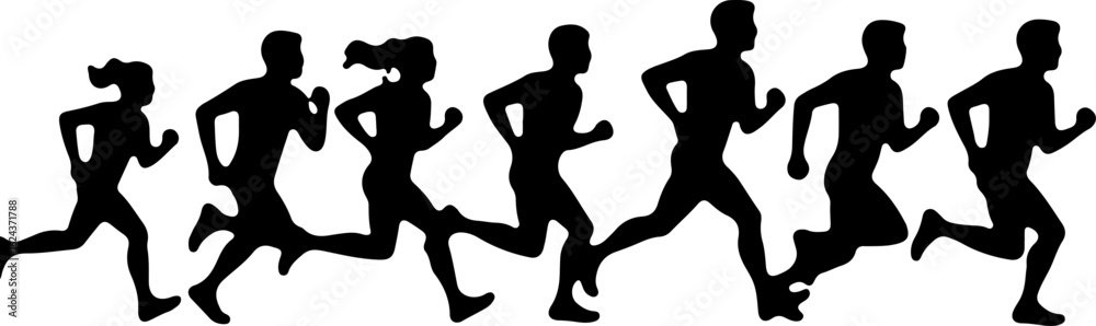 Obraz premium Running People Silhouettes in Motion vector bundle