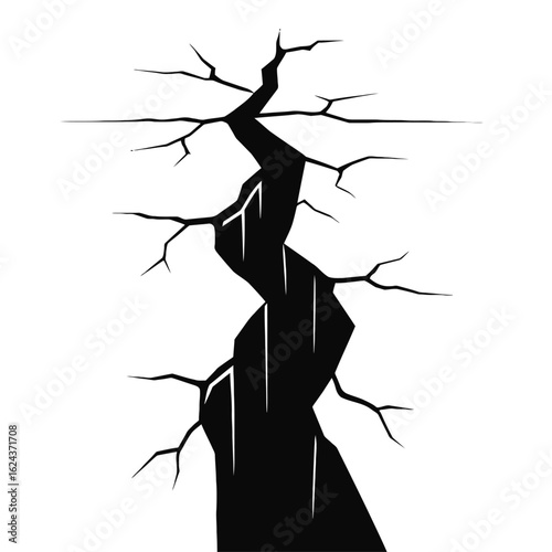 Vertical Crack Graphic Vector - Fissure or Damage in a Wall or Surface