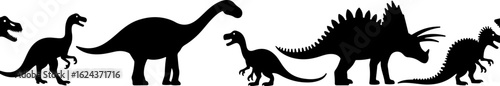 Dinosaur Silhouettes in Prehistoric Styles