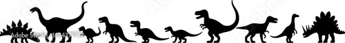 Dinosaur Silhouettes in Prehistoric Styles